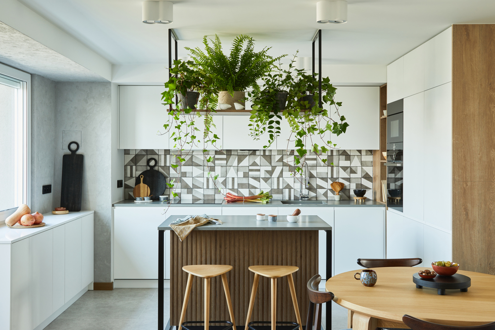 Stylish,Kitchen,Interior,Design,With,Dining,Space.,Workspace,With,Kitchen